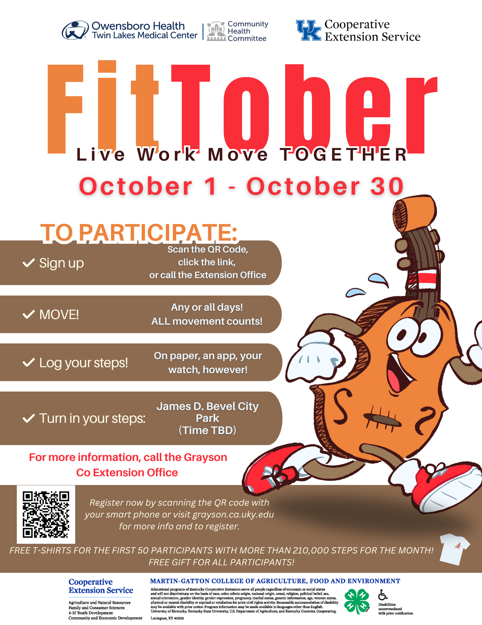 Fitt Fiddle Mascot and instructions for FitTober Program
