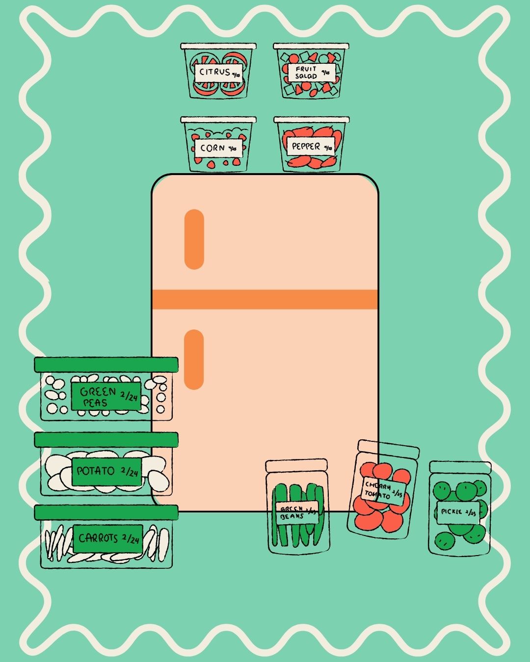 Fridge with food containers